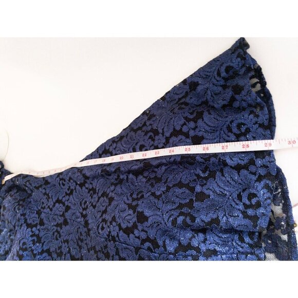 Vintage 2000s Off-Shoulder Blue & Black Glitter Lace Lined Dress S Prom - Picture 10 of 14